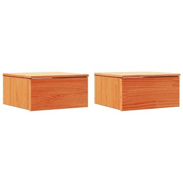 Vidaxl Nočna omarica s predalom 2 pcs Voskast rjav 37 x 35 x 18,5 cm