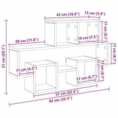 Vidaxl Stenska polica Črni hrast 82 x 15 x 51 cm Konstruiran les