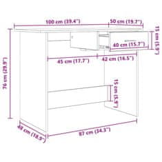 Vidaxl Miza s predalom artisan hrast 100 x 50 x 76 cm Konstruiran les
