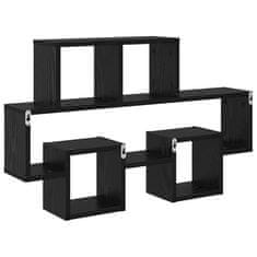 Vidaxl Stenska polica Črni hrast 82 x 15 x 51 cm Konstruiran les