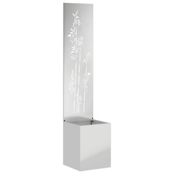 Vidaxl Vrtno korito z dekorativno ploščo srebrna 32 x 140 cm