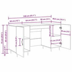 Vidaxl Miza s polico z vrati Star les 140 x 50 x 75 cm Konstruiran les
