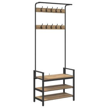 Vidaxl Obešalnik za plašče s polico Umetni hrast 75 x 34 x 184 cm