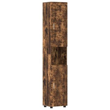 Vidaxl Komplet omaric za kopalnico s shranjevanjem TULUM Dimljeni oreh