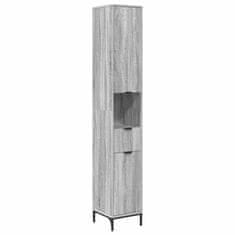 Vidaxl Visoka kopalniška omara z vrati Siva sonoma 31.5 x 33 x 190 cm