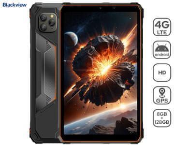 Blackview ACTIVE 5 robusten tablični računalnik, 4G, 8GB+128GB, Android, 6600mAh, BT, črno oranžen (Black Orange)