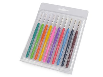 Komplet kavljev za kvačkanje s silikonskim ročajem in zlato konico - mešanica barv