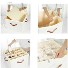 HOME & MARKER® Kompakten organizator za shranjevanje čevljev 8–16 parov, zložljiv, nastavljivi predelki, prozoren pokrov, 36 × 36 × 30 cm, kompakten organizator za shranjevanje čevljev | SHOVERA, bež