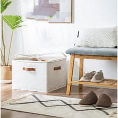 HOME & MARKER® Kompakten organizator za shranjevanje čevljev 8–16 parov, zložljiv, nastavljivi predelki, prozoren pokrov, 36 × 36 × 30 cm, kompakten organizator za shranjevanje čevljev | SHOVERA, bež