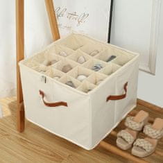 HOME & MARKER® Kompakten organizator za shranjevanje čevljev 8–16 parov, zložljiv, nastavljivi predelki, prozoren pokrov, 36 × 36 × 30 cm, kompakten organizator za shranjevanje čevljev | SHOVERA, bež