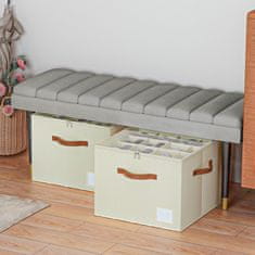 HOME & MARKER® Kompakten organizator za shranjevanje čevljev 8–16 parov, zložljiv, nastavljivi predelki, prozoren pokrov, 36 × 36 × 30 cm, kompakten organizator za shranjevanje čevljev | SHOVERA, bež