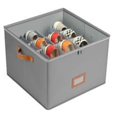 HOME & MARKER® Kompakten organizator za shranjevanje čevljev 8–16 parov, zložljiv, nastavljivi predelki, prozoren pokrov, 36 × 36 × 30 cm, kompakten organizator za shranjevanje čevljev | SHOVERA, siva