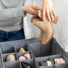 HOME & MARKER® Kompakten organizator za shranjevanje čevljev 8–16 parov, zložljiv, nastavljivi predelki, prozoren pokrov, 36 × 36 × 30 cm, kompakten organizator za shranjevanje čevljev | SHOVERA, siva