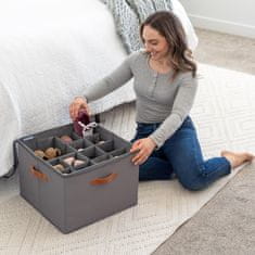 HOME & MARKER® Kompakten organizator za shranjevanje čevljev 8–16 parov, zložljiv, nastavljivi predelki, prozoren pokrov, 36 × 36 × 30 cm, kompakten organizator za shranjevanje čevljev | SHOVERA, siva