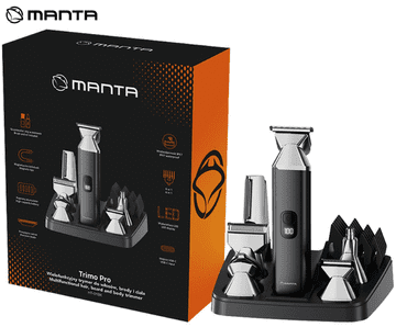 Manta Trimo Pro HT-01BK brezžični strižnik, 10 nastavkov, črno-srebrn