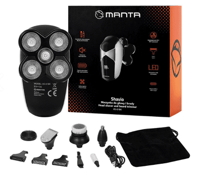  Manta Shavio HS-01BK brezžični strižnik, 8 nastavkov