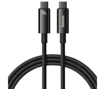 BASEUS Podatkovni kabel CAWJ040201 Tungsten Gold QC Type C na Type C 240W 3m - črn