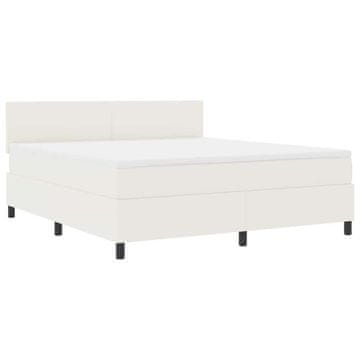 Vidaxl Postelja z vzmetnico Krema in bela 180 x 200 cm Žametna tkanina