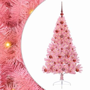 Vidaxl Umjetna preddekorirana božićna jelka Roza 120 cm PVC