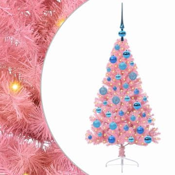 Vidaxl Umjetna preddekorirana božićna jelka Roza 120 cm PVC