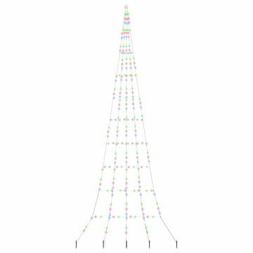 Vidaxl LED božično drevo z zemeljskimi ostrimi večbarvno 511 cm Kovina