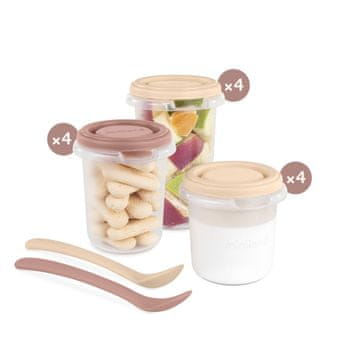 Miniland Baby Valencia Hermetično zapirajoče posode za živila z žličkami, 12x250 ml