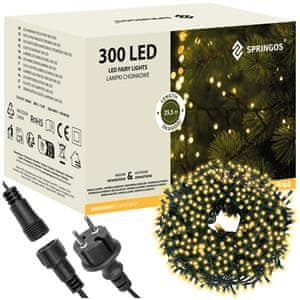Springos novoletne lučke 300 LED toplo bela 18+1,5m