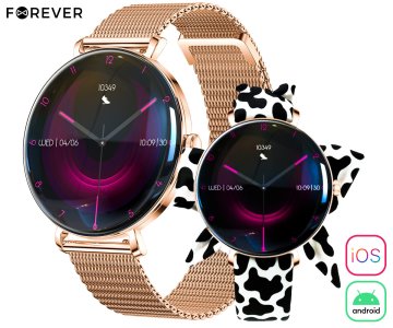 Forever Lucca SB-370 pametna ura, AMOLED, BT 5.3, Android + iOS, klicanje, IP68, roza zlata (Rose Gold)