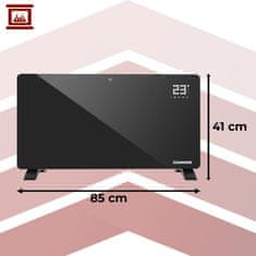 Kaminer 2500W WIFI pametni stekleni električni konvektorski grelec LCD + APP in daljinec črn
