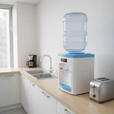 sarcia.eu Modro-beli električni, majhen AVTOMATI za steklenice z vodo, topla/hladna voda 550 W, 220 V, za dom/pisarno 5–18 l