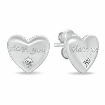 Brilio Silver Nežni srebrni uhani s cirkoni Srčki z napisom EA1227W