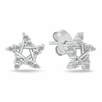 Brilio Silver Bleščeči srebrni uhani Zvezdice EA1207W