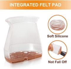 Netscroll Silikonski ščitniki za noge stolov z drsnim filcem, prozorni pokrovčki za noge stolov, raztegljivi, proti praskam in hrupu, komplet 16 kosov (4 stoli), Softies 