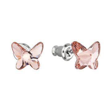 Evolution Group Uhani z roza-oranžnimi kristali Swarovski Butterfly 51048.3 rose breskev