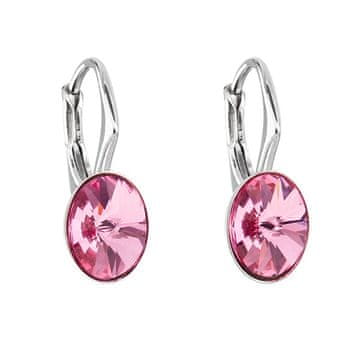 Evolution Group Rožnati ovalni uhani s kristali Swarovski 31276.3 rose