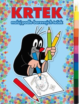 Akim Paint by color dots A5 + MAXI voščen svinčnik - Krtek 2