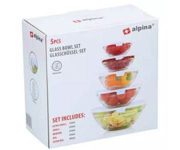 Alpina Komplet za shranjevanje živil in hrane, 5x, steklo