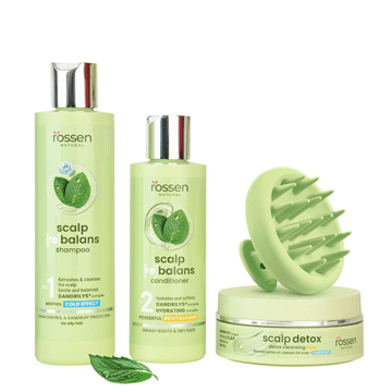 ROSSEN Natural Scalp Rebalans SET za mastne lase in proti prhljaju