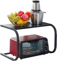 Netscroll Kovinska kuhinjska polica za mikrovalovno pečico, kuhinjsko stojalo za cvrtnik, začimbe, debelo jeklo, brez vrtanja, z nosilnostjo 25 kg, za pult ali tla, LiftShelf