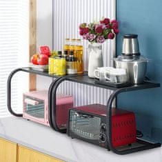 Netscroll Kovinska kuhinjska polica za mikrovalovno pečico, kuhinjsko stojalo za cvrtnik, začimbe, debelo jeklo, brez vrtanja, z nosilnostjo 25 kg, za pult ali tla, LiftShelf