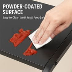 Netscroll Kovinska kuhinjska polica za mikrovalovno pečico, kuhinjsko stojalo za cvrtnik, začimbe, debelo jeklo, brez vrtanja, z nosilnostjo 25 kg, za pult ali tla, LiftShelf