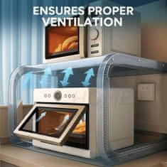 Netscroll Kovinska kuhinjska polica za mikrovalovno pečico, kuhinjsko stojalo za cvrtnik, začimbe, debelo jeklo, brez vrtanja, z nosilnostjo 25 kg, za pult ali tla, LiftShelf