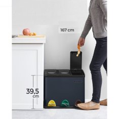 Songmics LTB24GS koš za recikliranje, 3-v-1, 24 L, siv