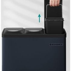 Songmics LTB24GS koš za recikliranje, 3-v-1, 24 L, siv