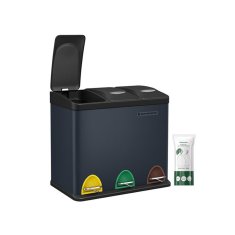 Songmics LTB24GS koš za recikliranje, 3-v-1, 24 L, siv