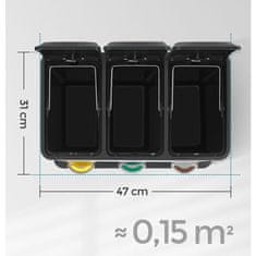 Songmics LTB24GS koš za recikliranje, 3-v-1, 24 L, siv