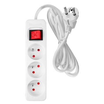 shumee Podaljšek 5 m, 3x1,5 mm2, 3G, bel, VKLOP/IZKLOP