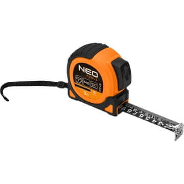 shumee Super črn jeklen merilni trak 3 m x 16 mm, samodejno zaklepanje, dva gumba za zaustavitev, magnet