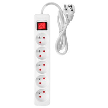slomart NEO TOOLS Podaljšek 1.5m, 3x1.5mm², 5xSchuko, bel, ON/OFF