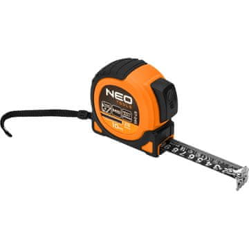 Topex Super črn jeklen merilni trak 10 m x 25 mm, samodejno zaklepanje, dva gumba za zaustavitev, magnet